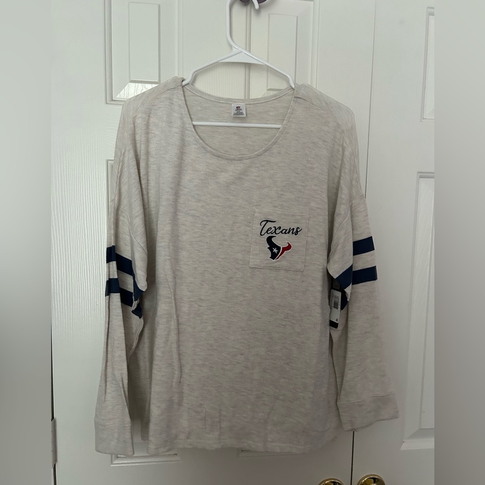 NFL Texans Gray Long Sleeve Tee with Navy Stripes